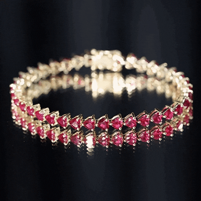 Heart Shape Lab Grown Ruby Tennis Bracelet