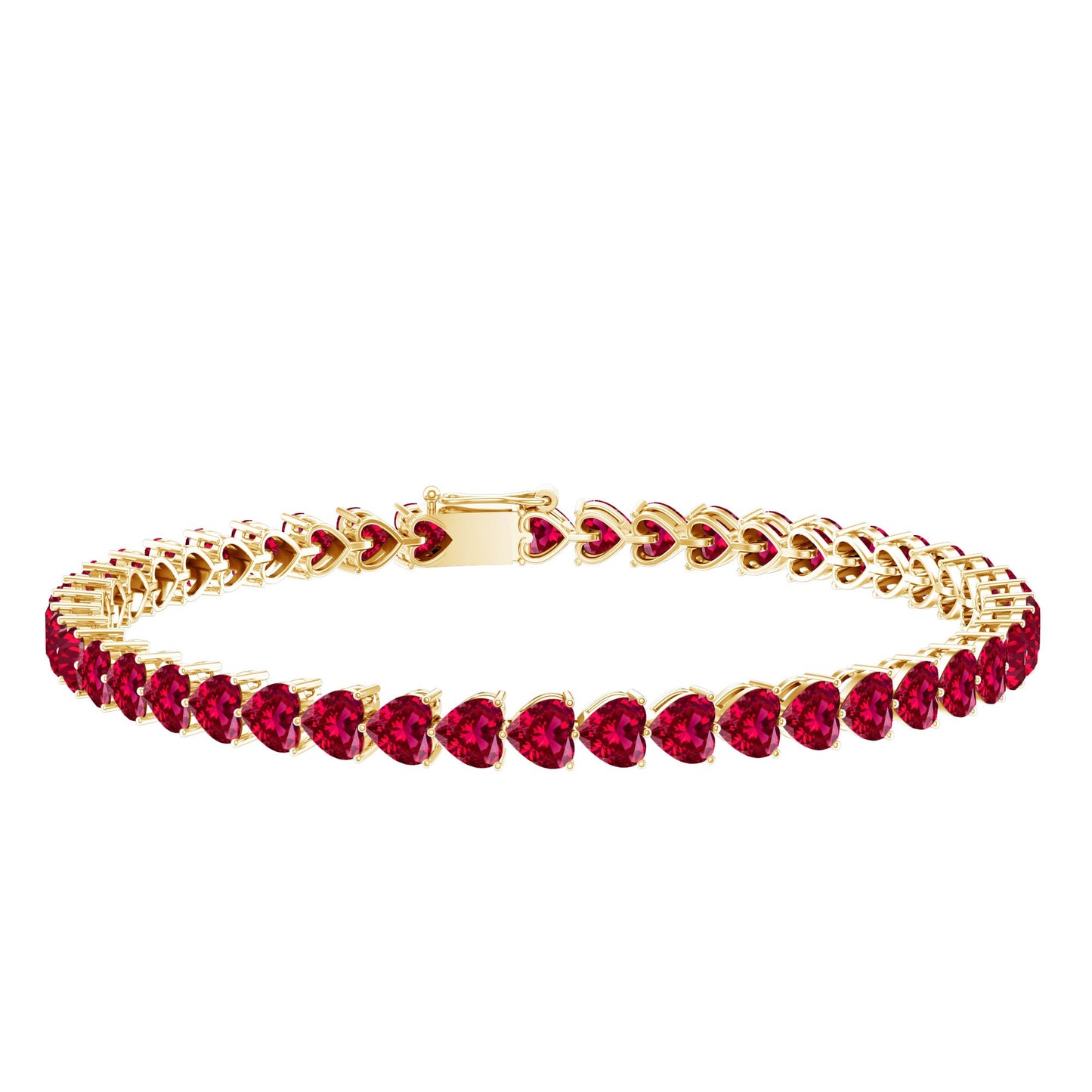 Heart Shape Lab Grown Ruby Tennis Bracelet