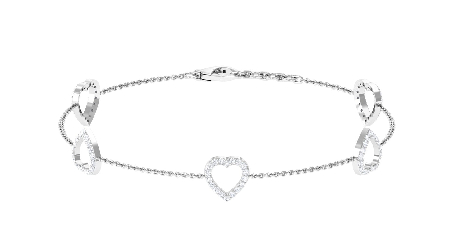 Certified Diamond Heart Chain Bracelet in Prong Setting