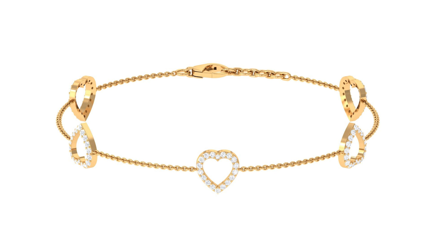 Certified Diamond Heart Chain Bracelet in Prong Setting
