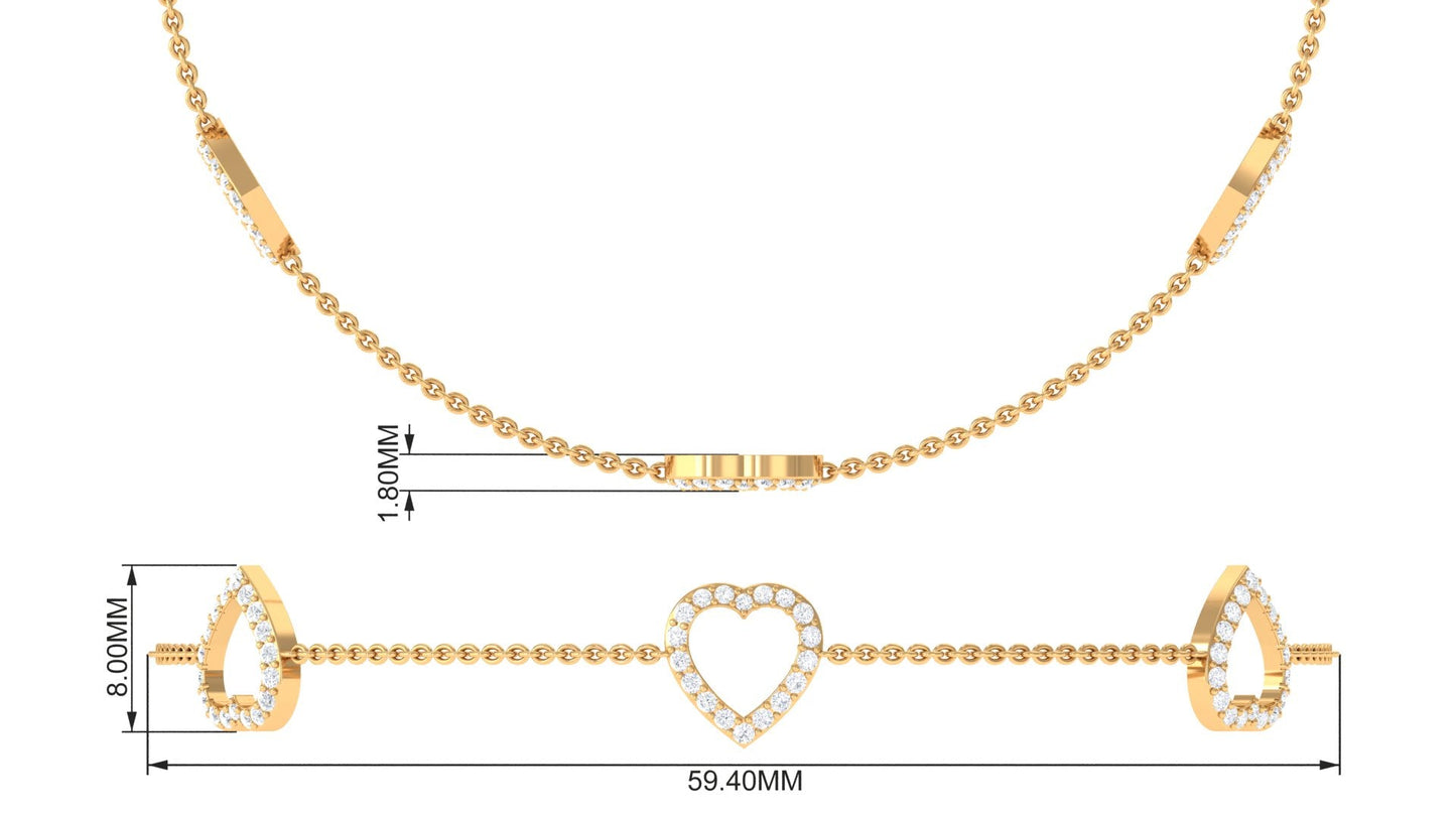 Certified Diamond Heart Chain Bracelet in Prong Setting