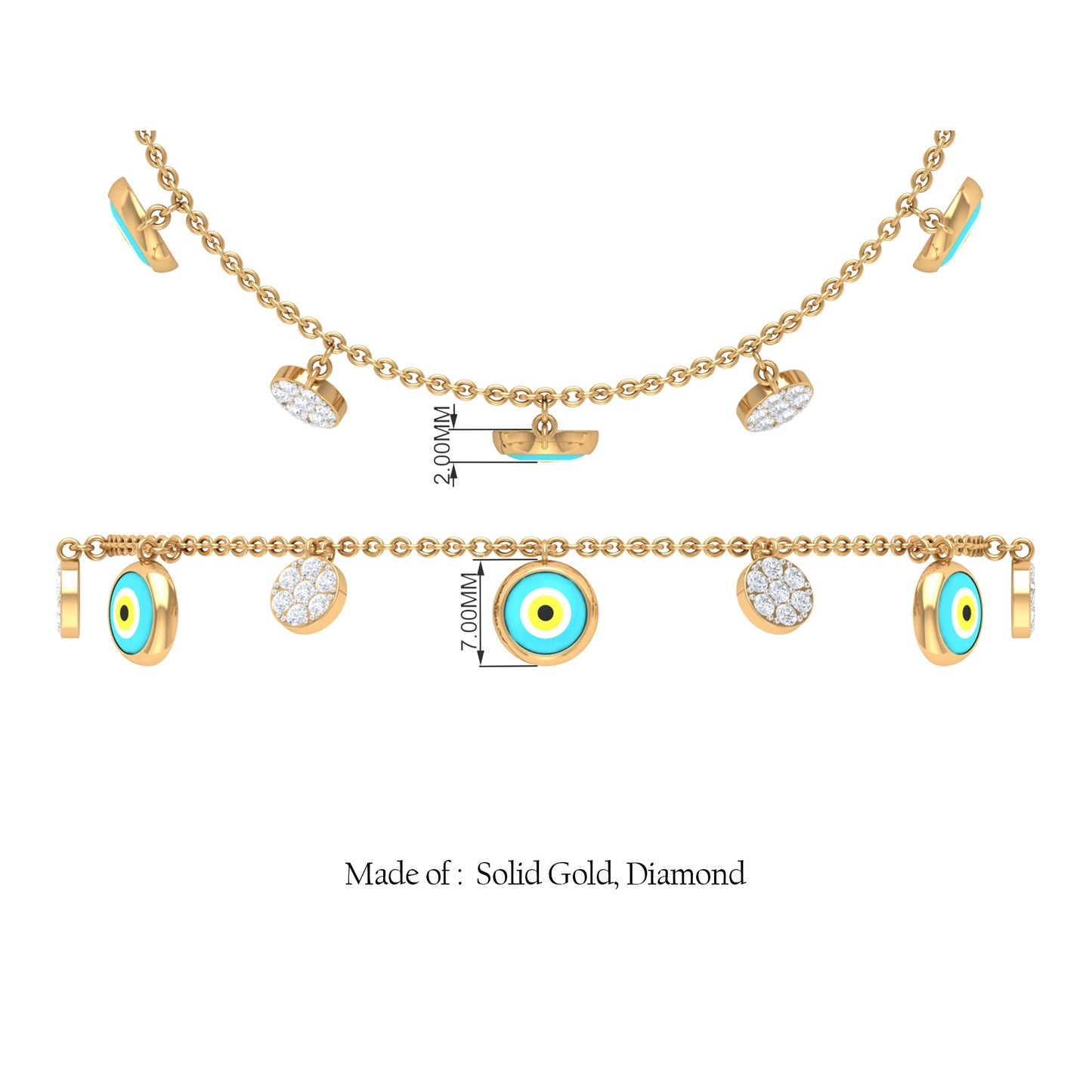 Certified Diamond Evil Eye Chain Bracelet