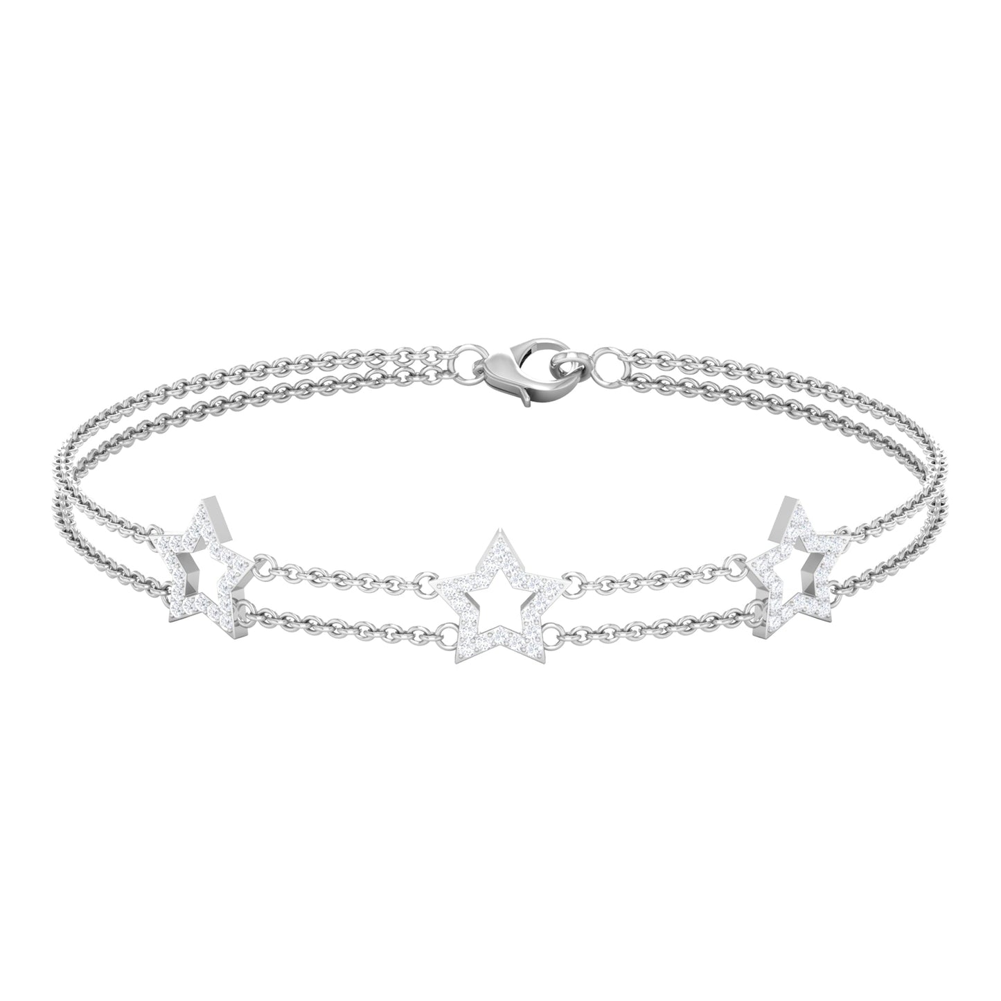 Certified Diamond Star Double Chain Bracelet