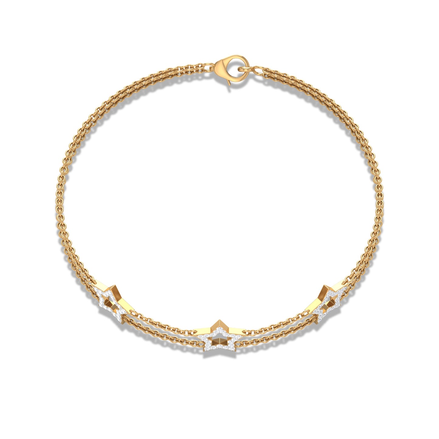 Certified Diamond Star Double Chain Bracelet