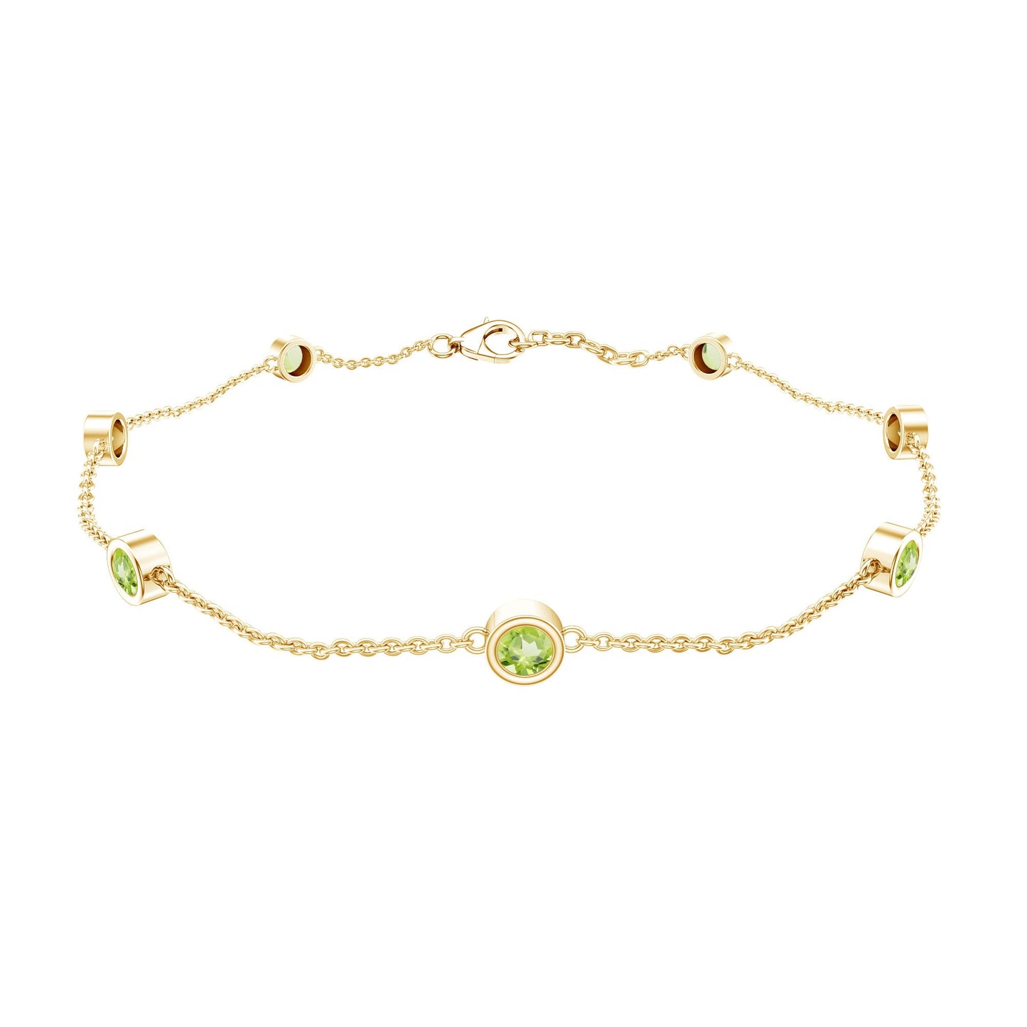 Bezel Set Seven Stone Peridot Station Bracelet