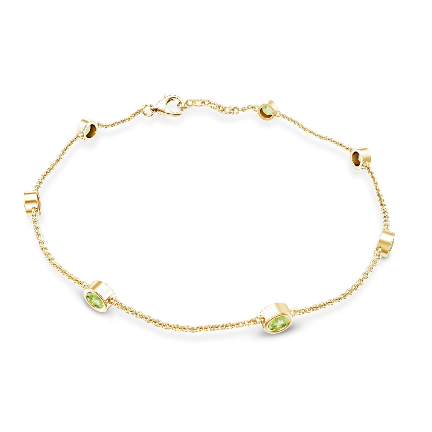 Bezel Set Seven Stone Peridot Station Bracelet