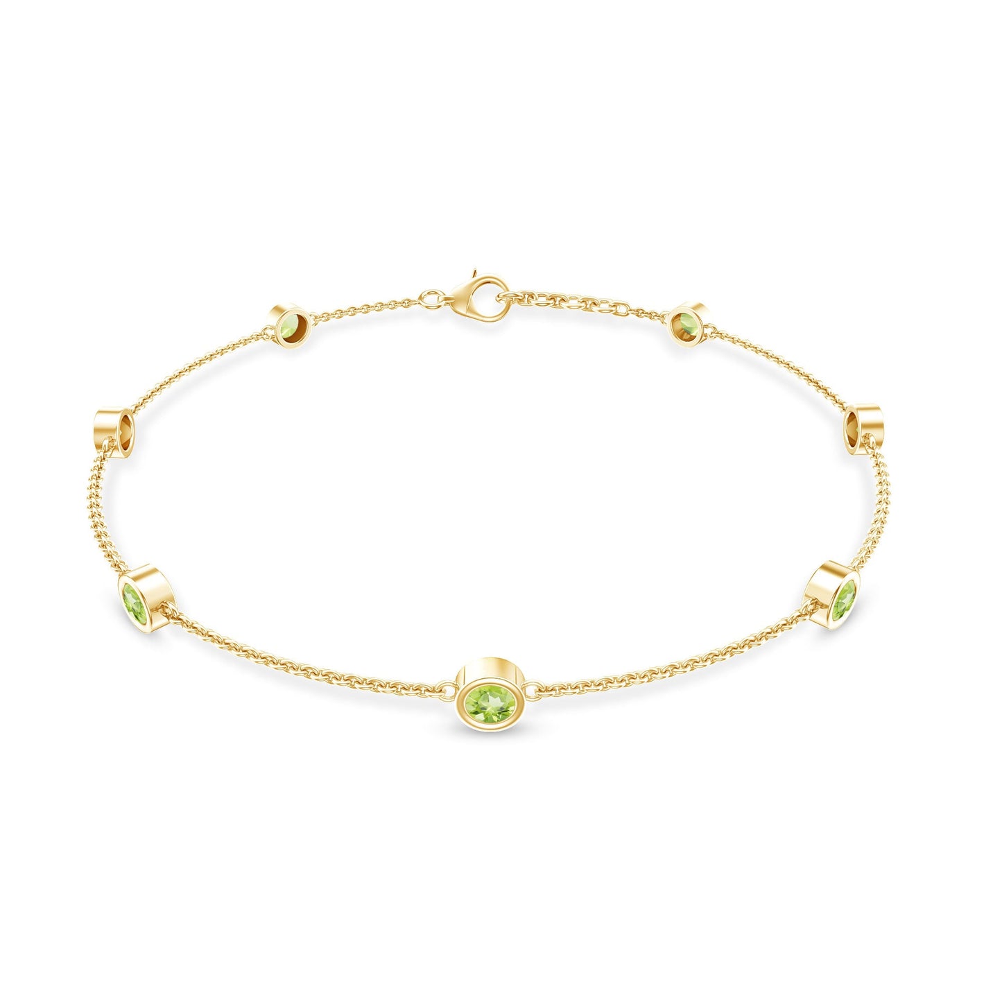 Bezel Set Seven Stone Peridot Station Bracelet
