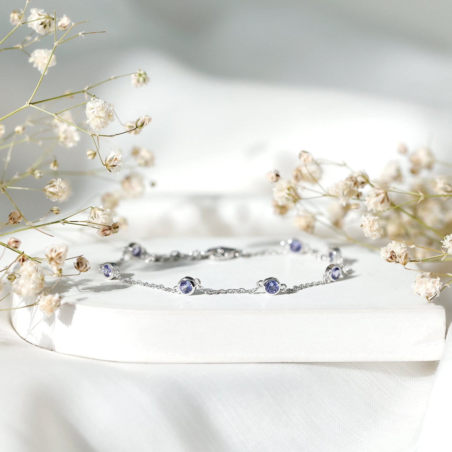 Certified Natural Tanzanite Chain Bracelet for Her
