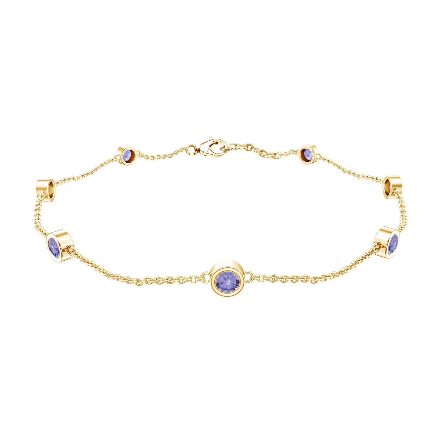 Certified Natural Tanzanite Chain Bracelet for Her