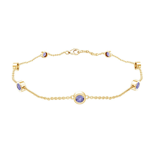 Certified Natural Tanzanite Chain Bracelet for Her