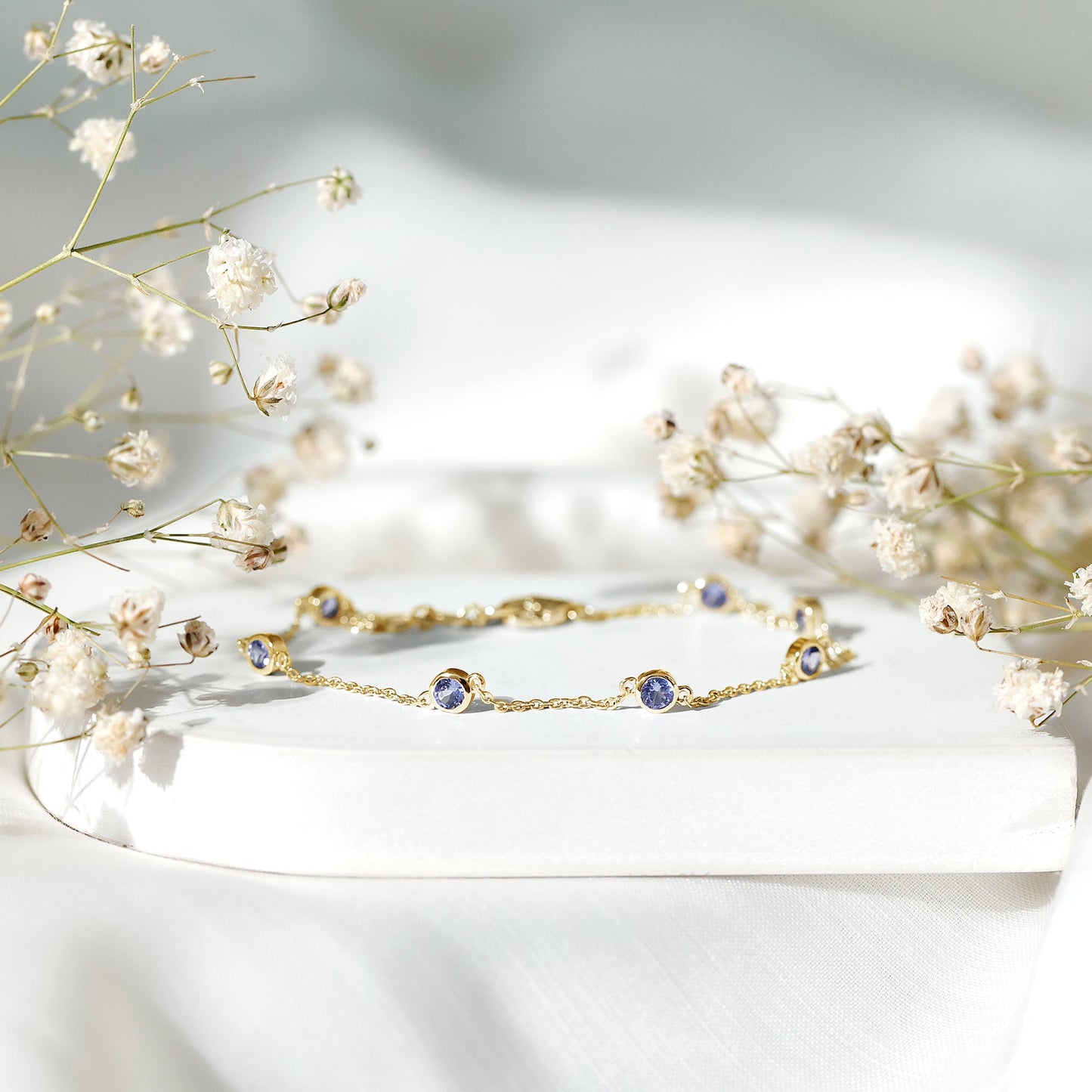 Certified Natural Tanzanite Chain Bracelet for Her