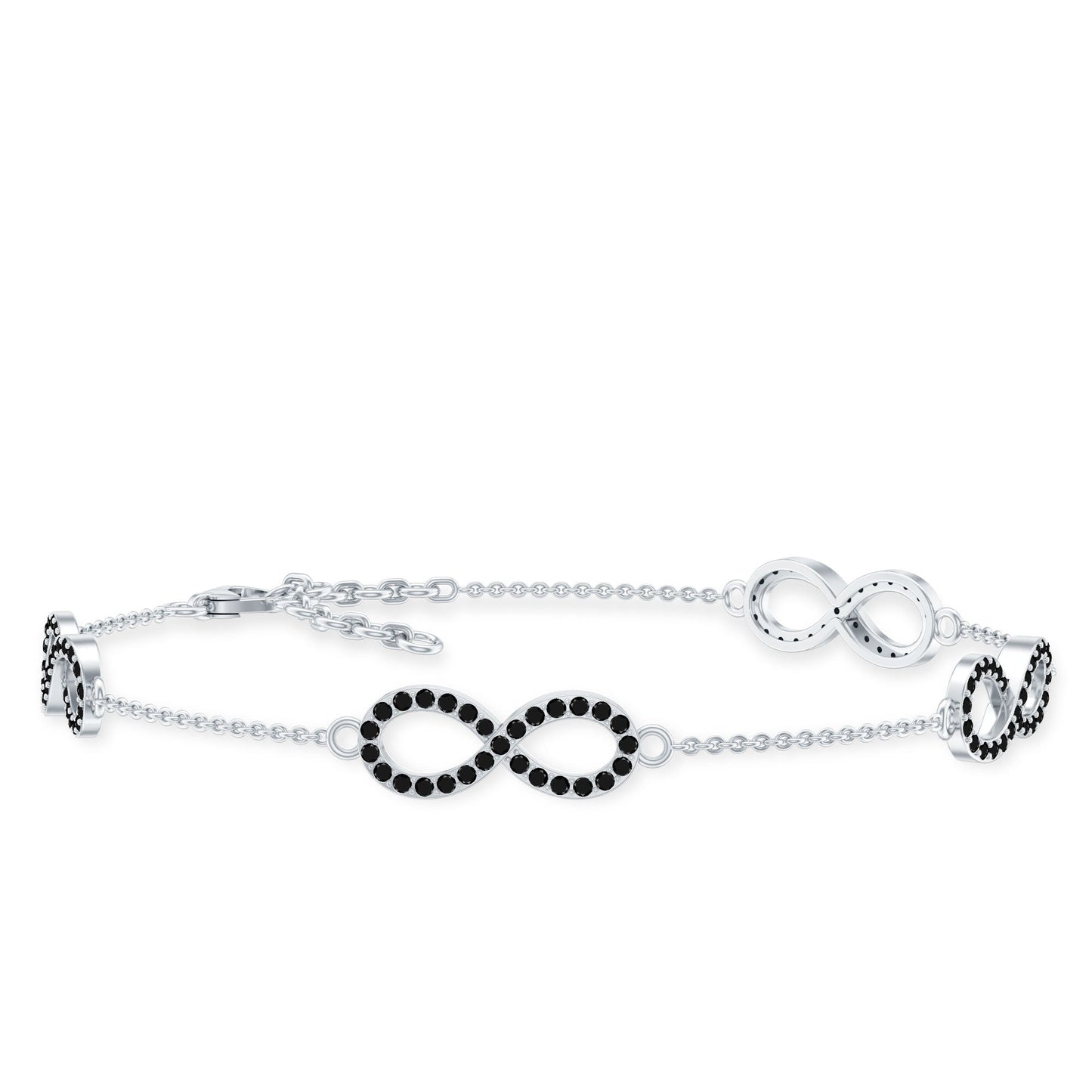 Certified Lab Grown Black Diamond Infinity Chain Bracelet