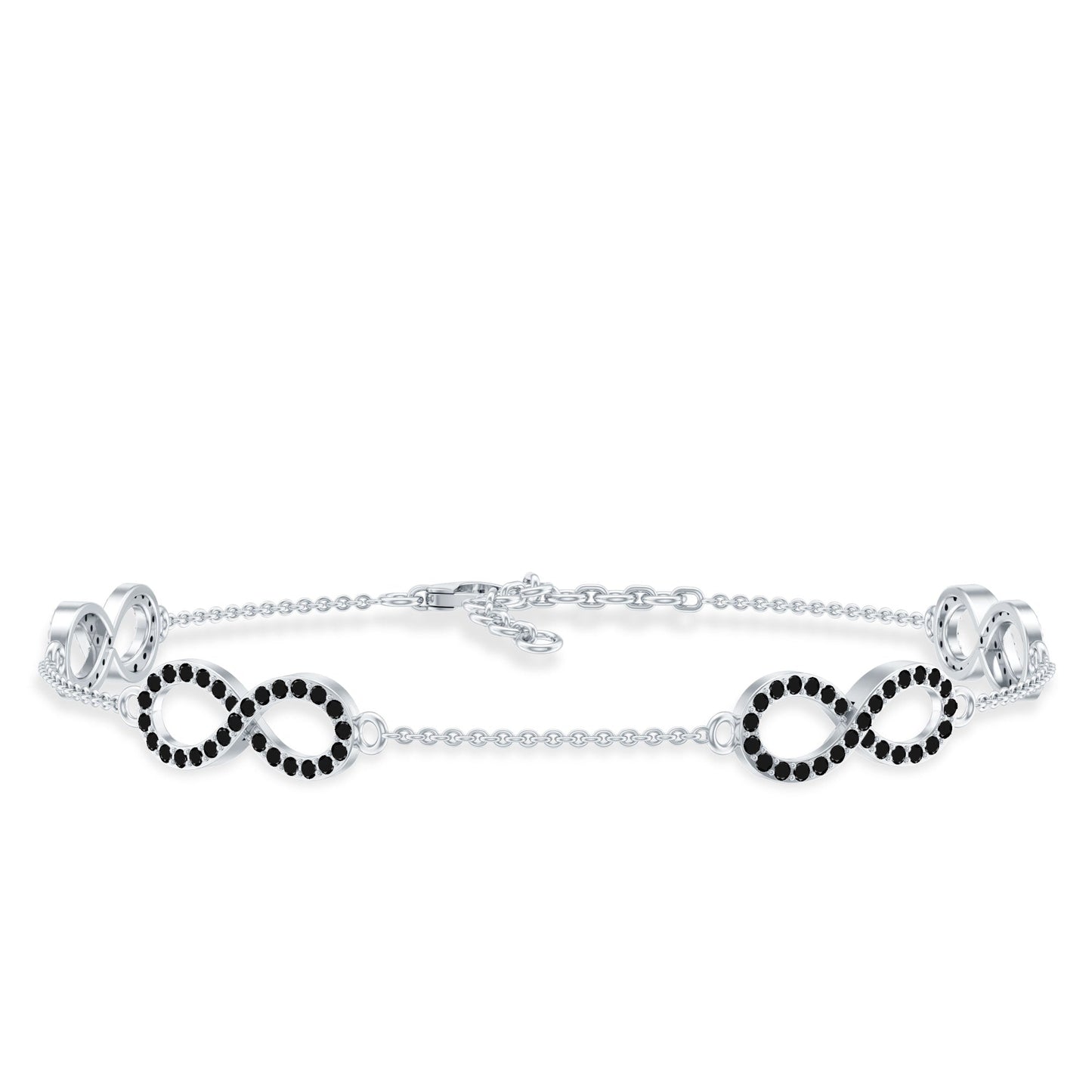 Certified Lab Grown Black Diamond Infinity Chain Bracelet