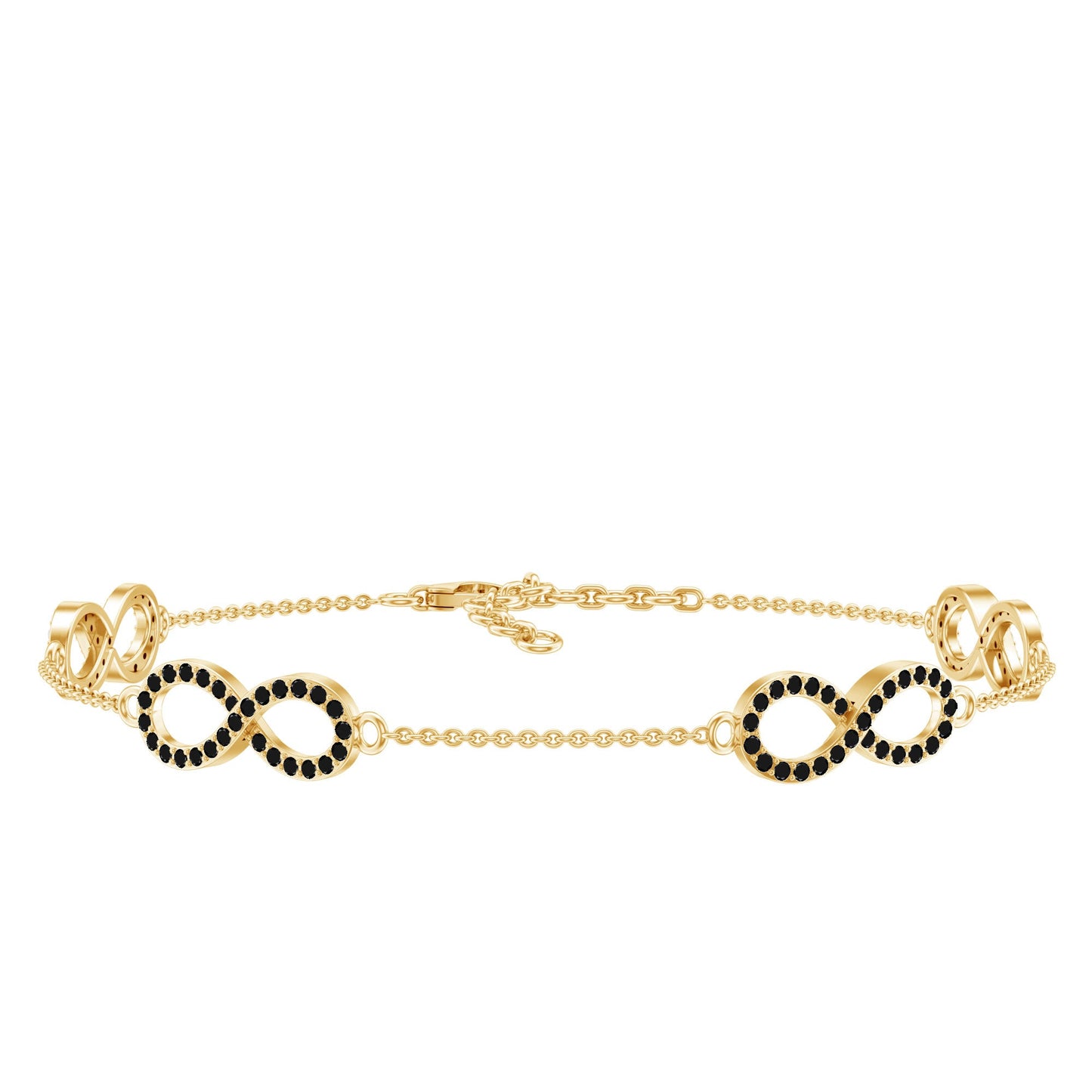 Certified Lab Grown Black Diamond Infinity Chain Bracelet