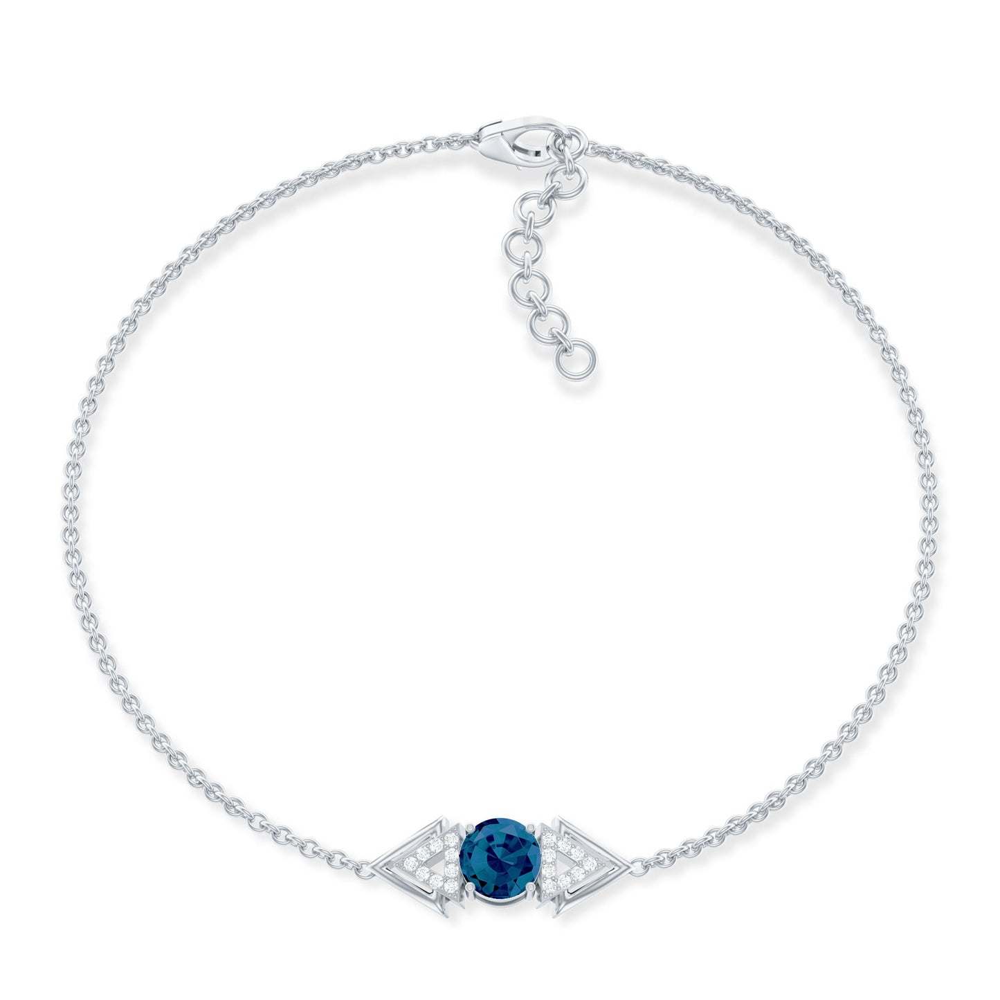 Real London Blue Topaz and Diamond Chain Bracelet