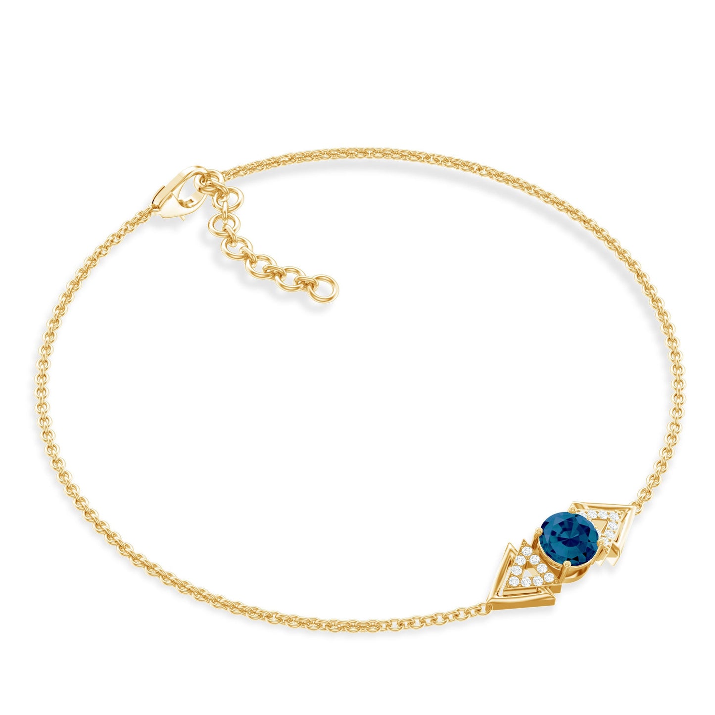 Real London Blue Topaz and Diamond Chain Bracelet