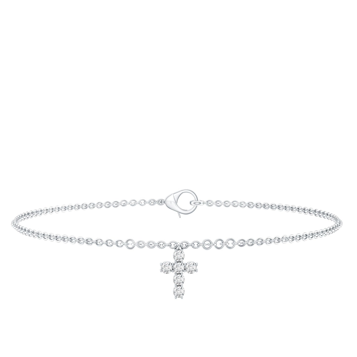 Certified Moissanite Cross Charm Chain Bracelet for Women