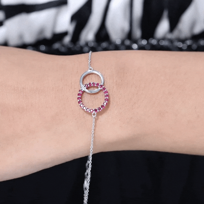 Natural Ruby Interlock Eternity Bracelet with Certificate