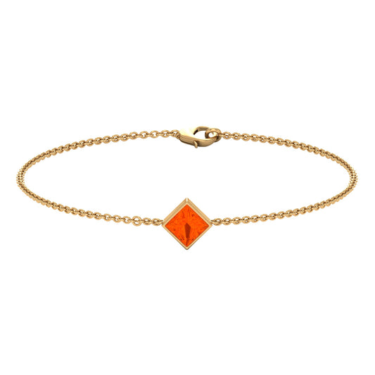 Genuine 0.5 Carat Princess Cut Fire Opal Birthstone Bracelet