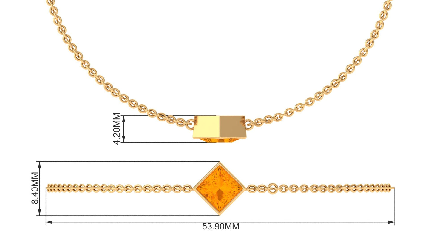 Genuine 0.5 Carat Princess Cut Fire Opal Birthstone Bracelet