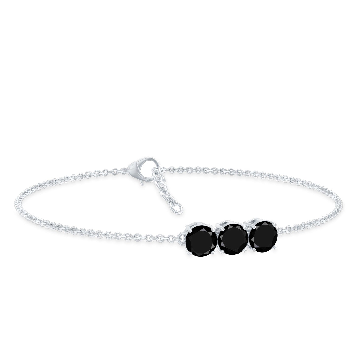 Black Onyx Three Stone Chain Bracelet with Certificate