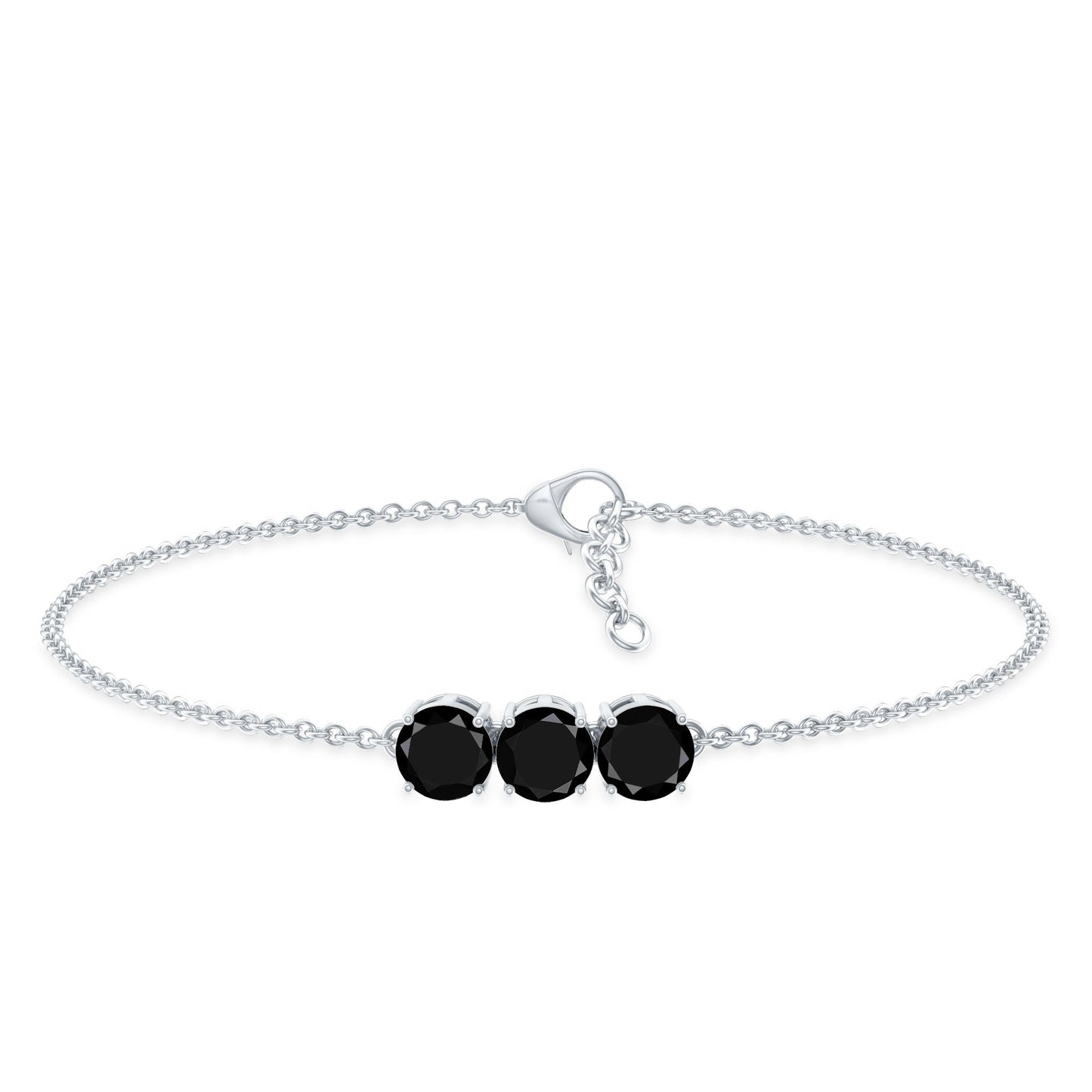 Black Onyx Three Stone Chain Bracelet with Certificate
