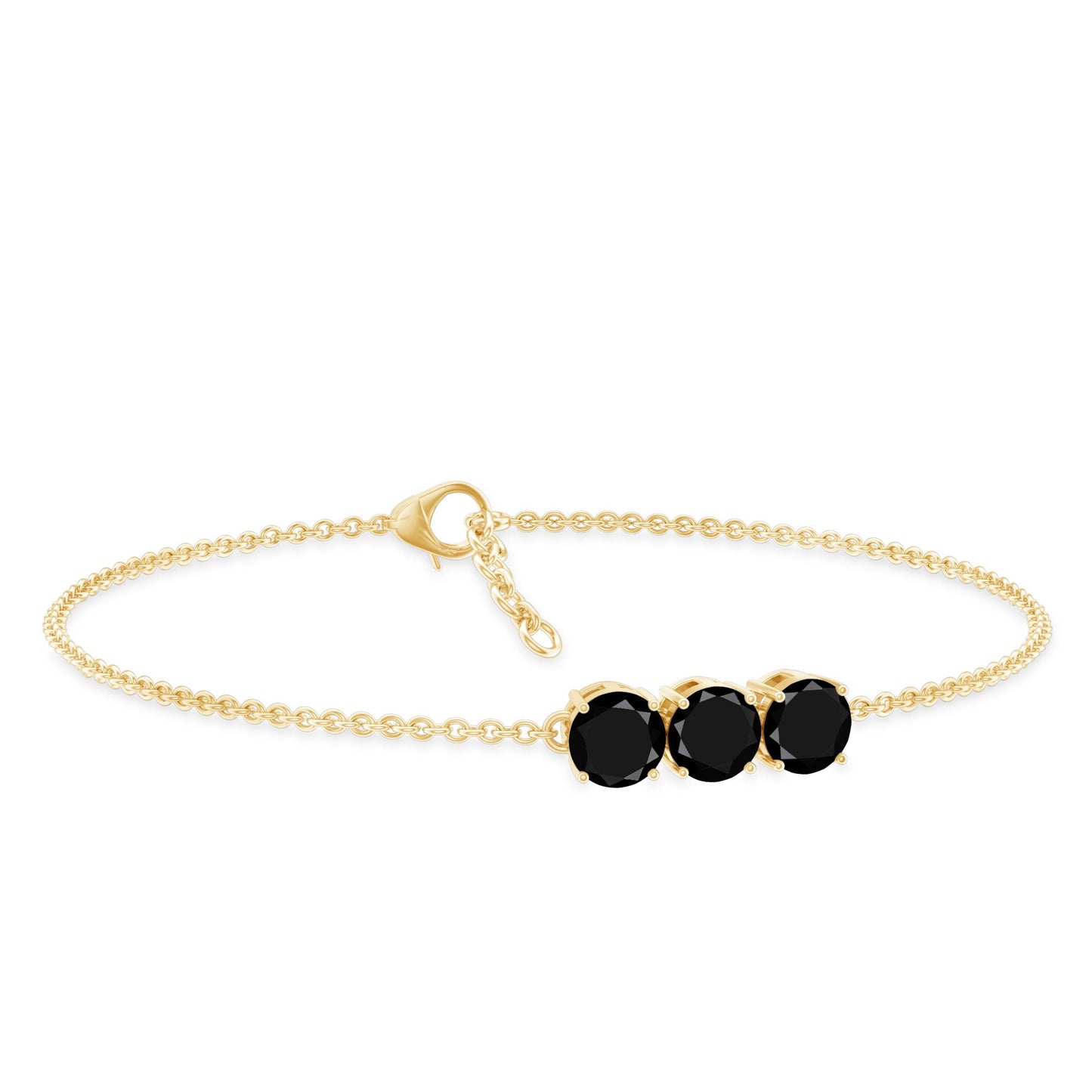 Black Onyx Three Stone Chain Bracelet with Certificate
