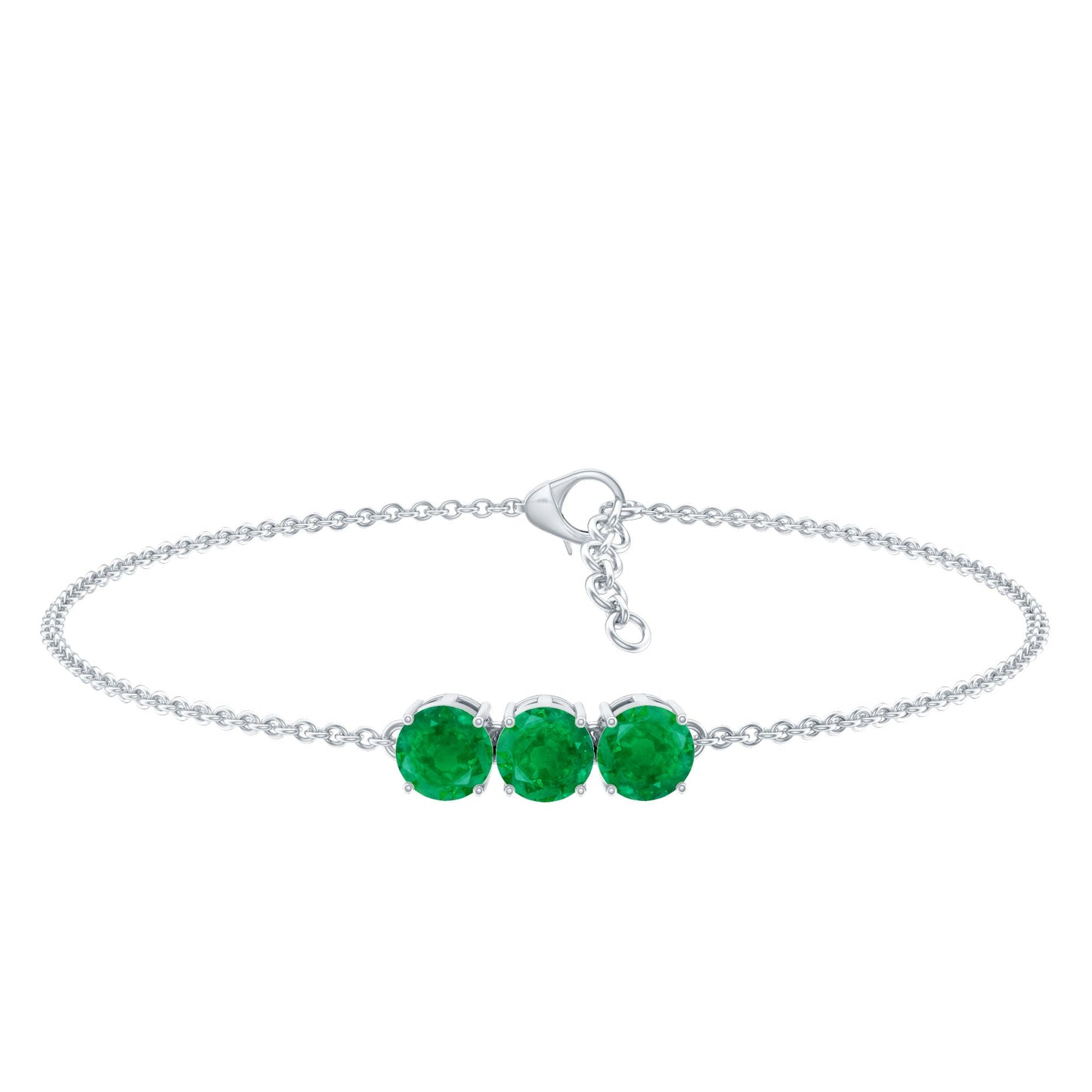 Real Certified Emerald Three Stone Bracelet for Women