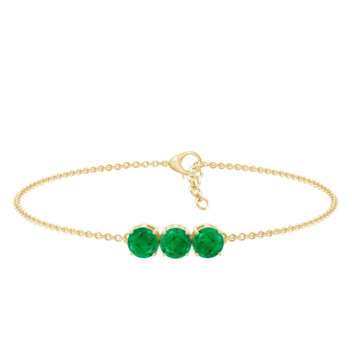 Real Certified Emerald Three Stone Bracelet for Women