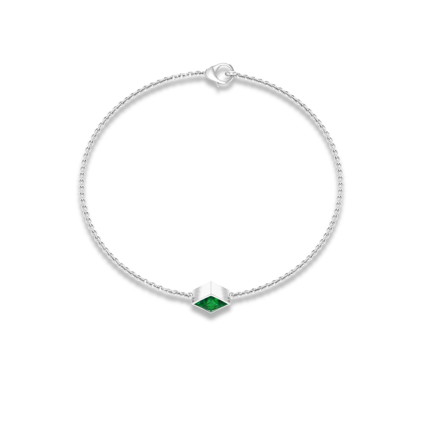 0.36 Carat Princess Cut Real Emerald Birthstone Bracelet with Certificate