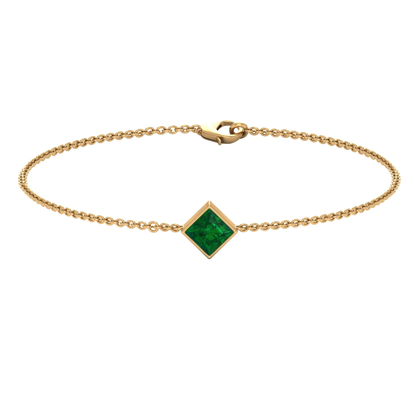 0.36 Carat Princess Cut Real Emerald Birthstone Bracelet with Certificate
