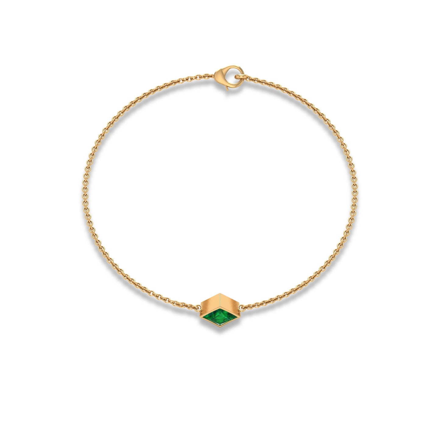0.36 Carat Princess Cut Real Emerald Birthstone Bracelet with Certificate