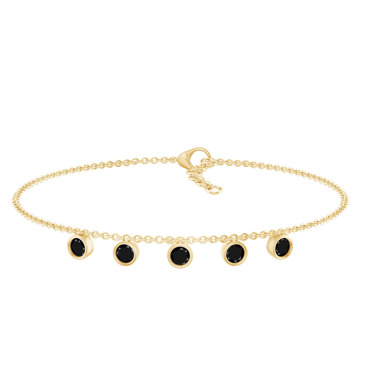 Certified Five Stone Black Onyx Charm Bracelet for Women
