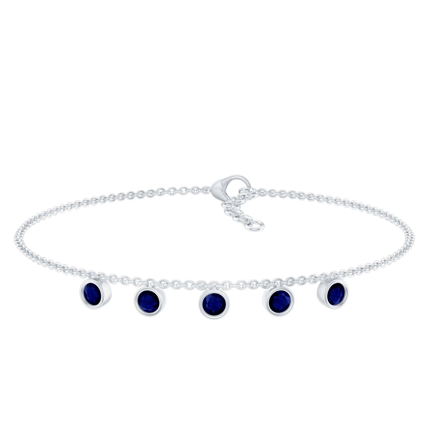 Bezel Set Blue Sapphire Charm Bracelet