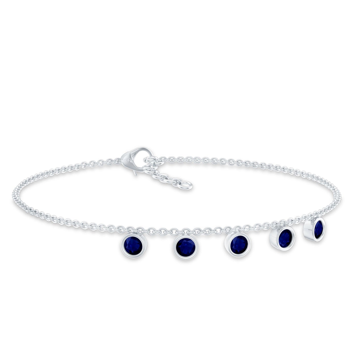 Bezel Set Blue Sapphire Charm Bracelet