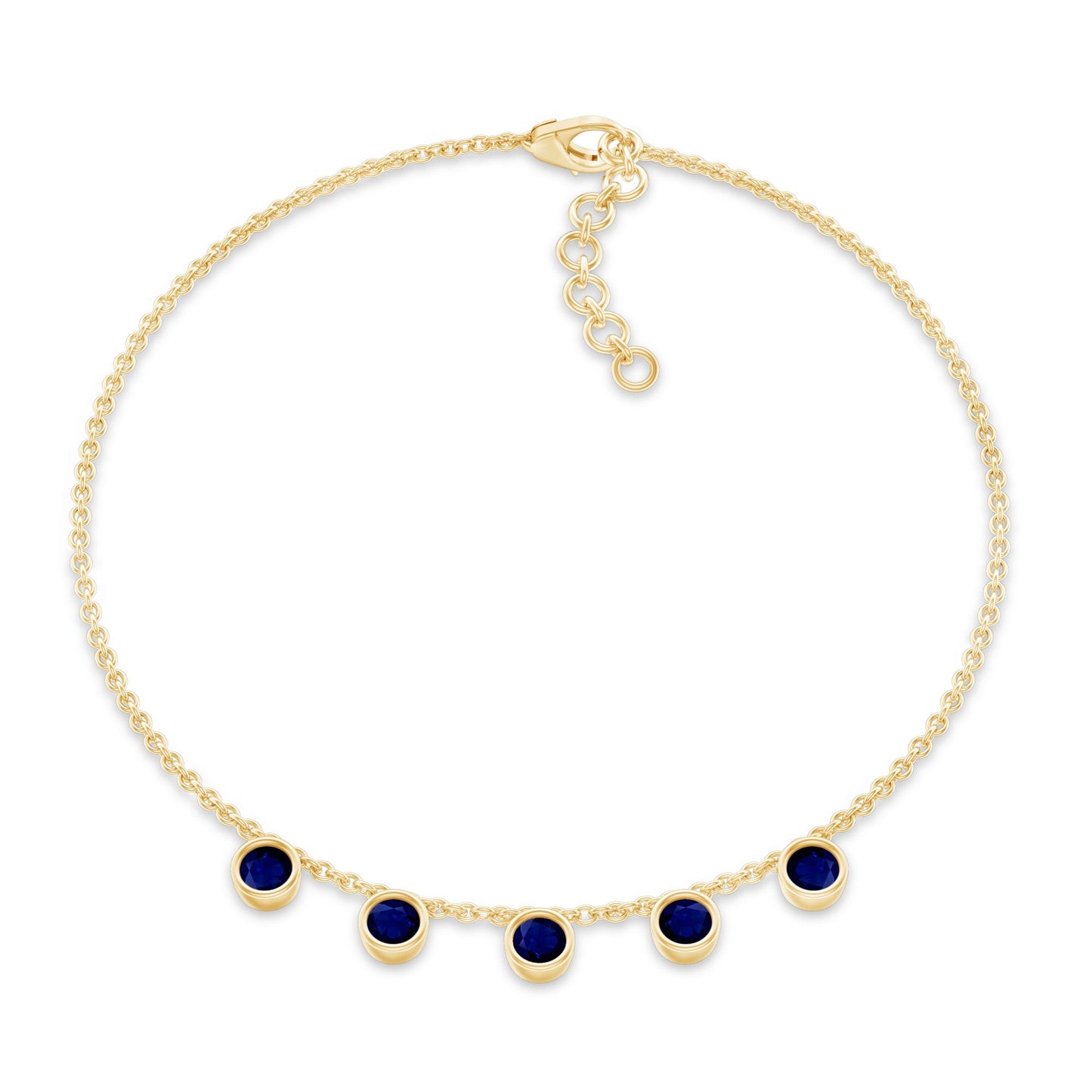 Bezel Set Blue Sapphire Charm Bracelet