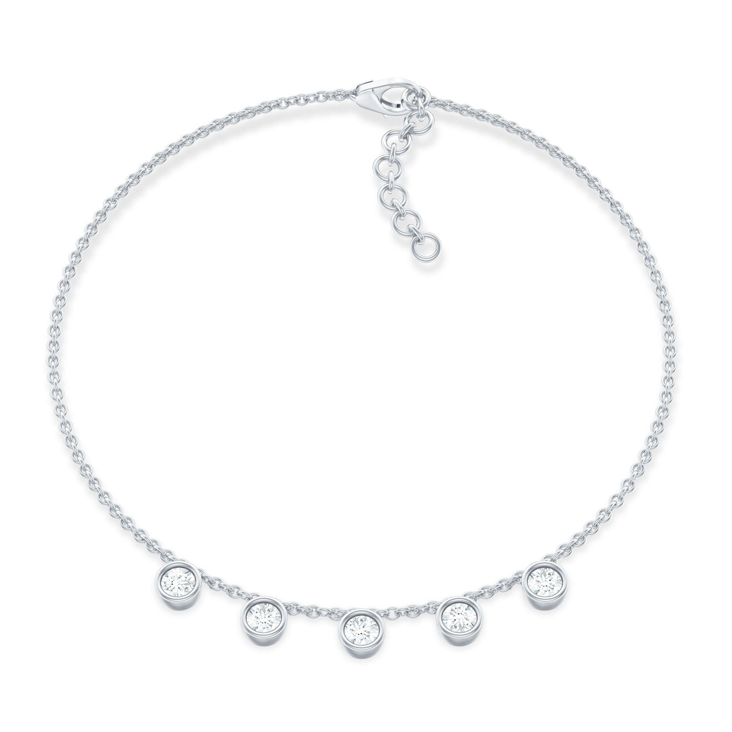 Certified Moissanite Five Stone Bracelet with Certificate
