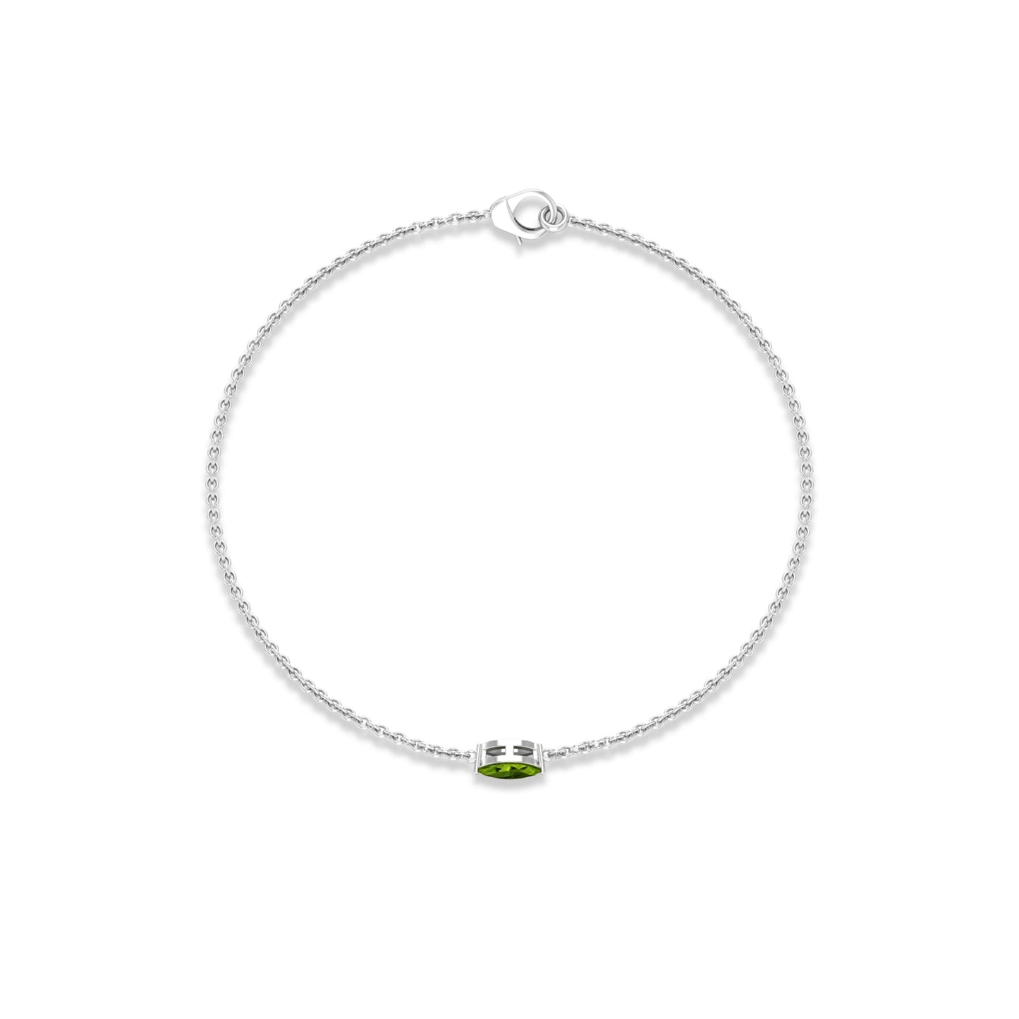Genuine 0.74 Carat Marquise Cut Solitaire Peridot Chain Bracelet