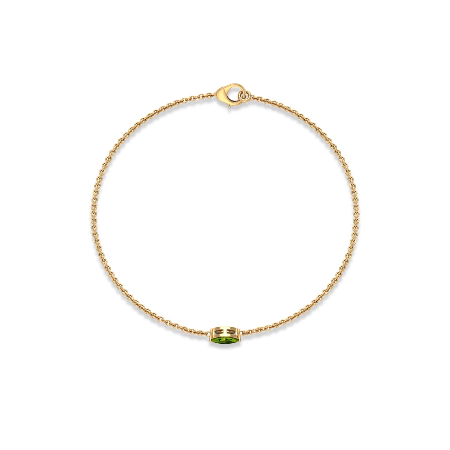 Genuine 0.74 Carat Marquise Cut Solitaire Peridot Chain Bracelet