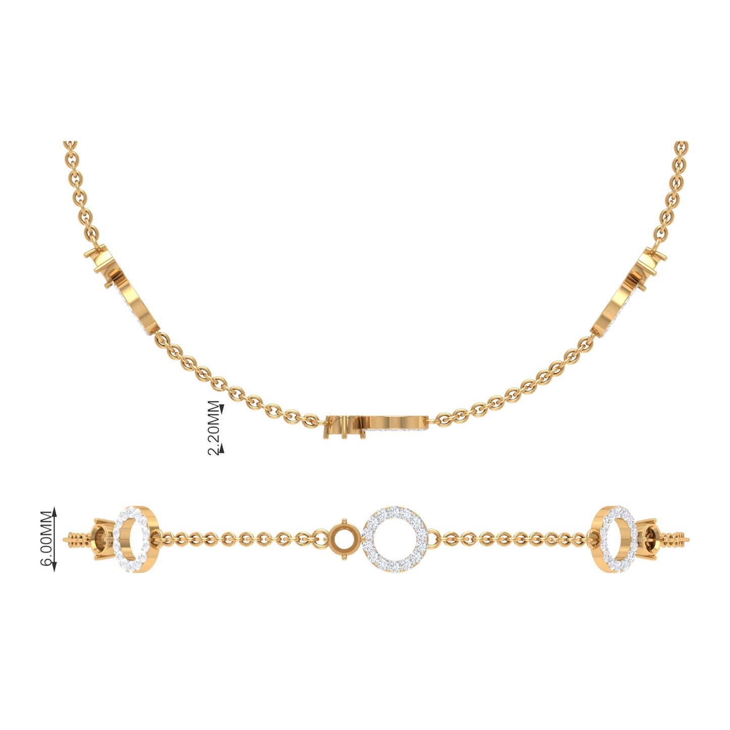 Genuine Emerald and Diamond Station Chain Bracelet
