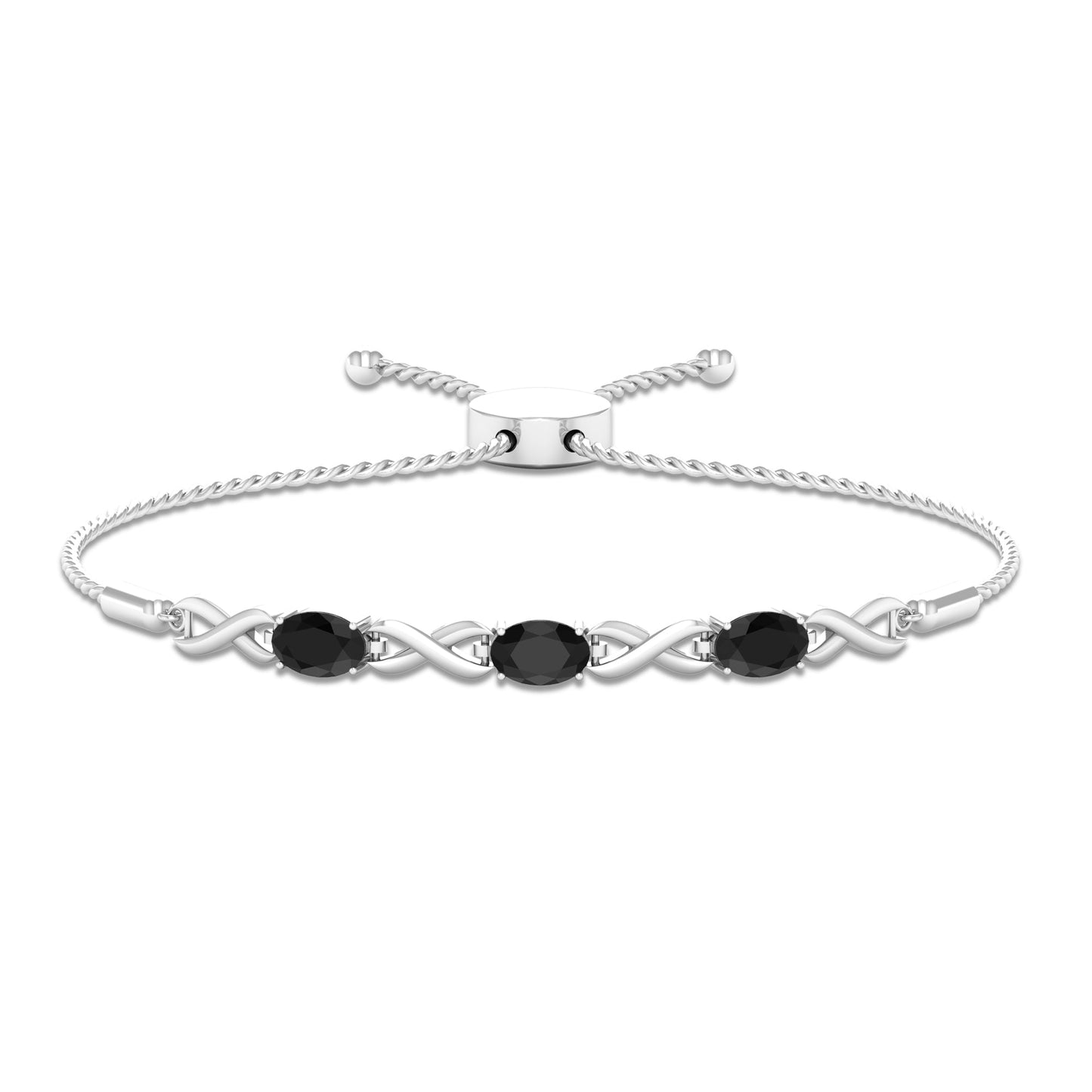 Natural Black Onyx Infinity Bolo Bracelet for Women