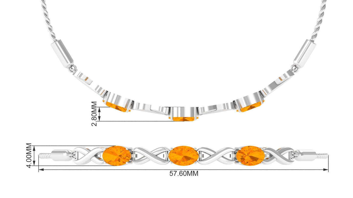 Natural Oval Fire Opal Infinity Bolo Bracelet for Women