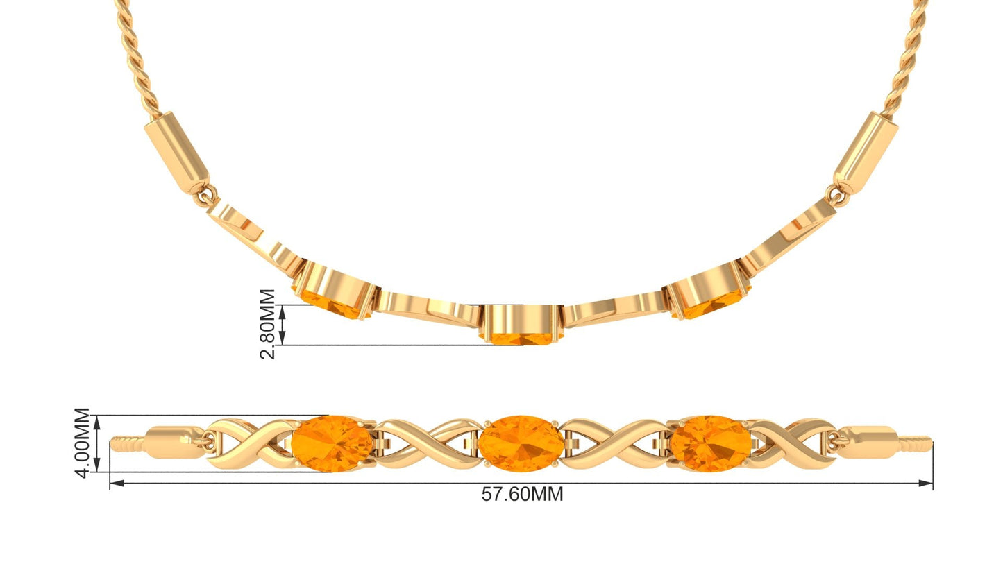 Natural Oval Fire Opal Infinity Bolo Bracelet for Women