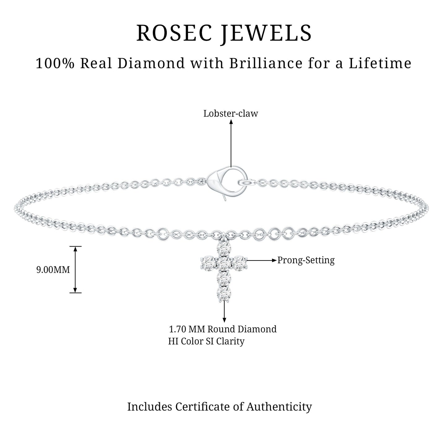 Certified Diamond Cross Chain Bracelet