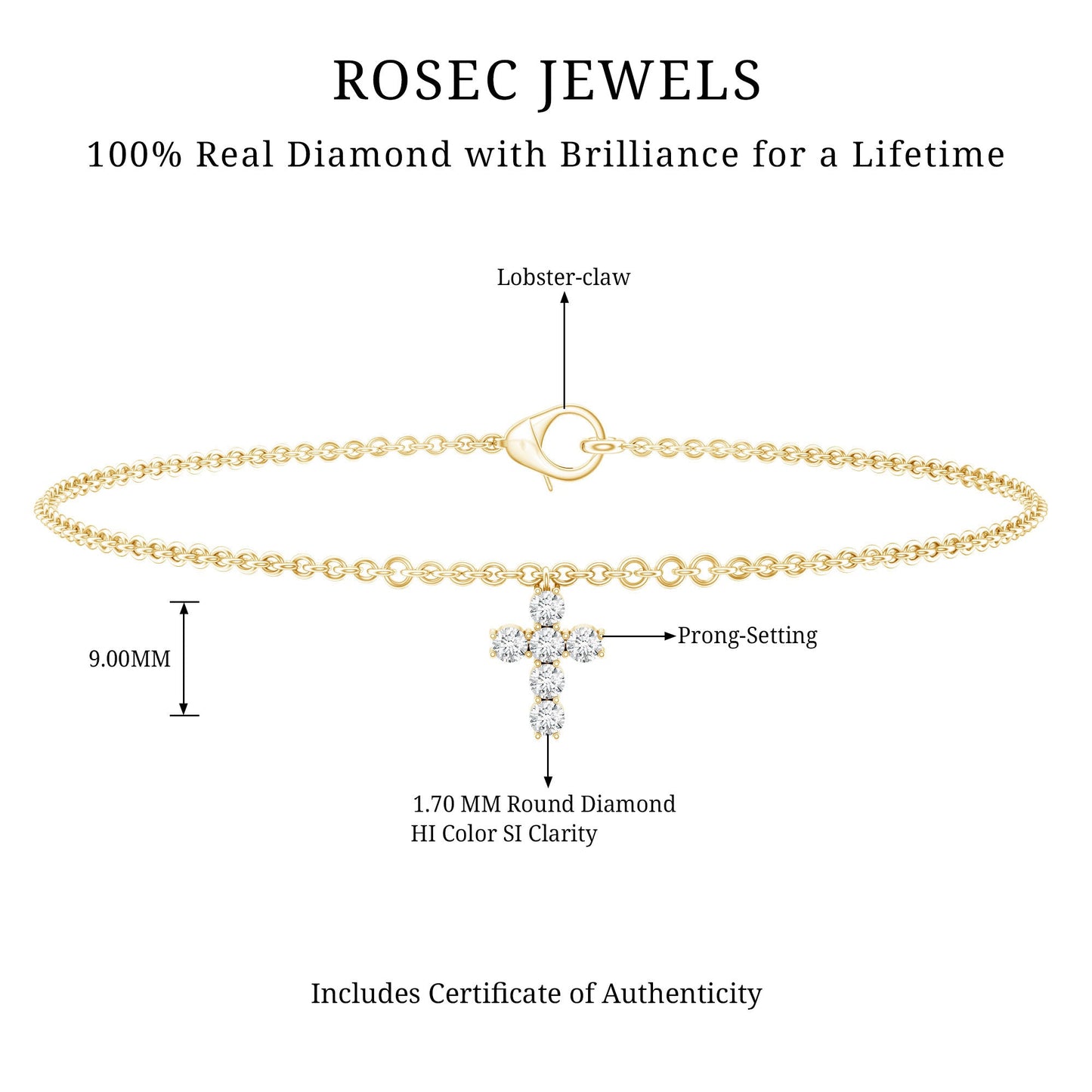 Certified Diamond Cross Chain Bracelet