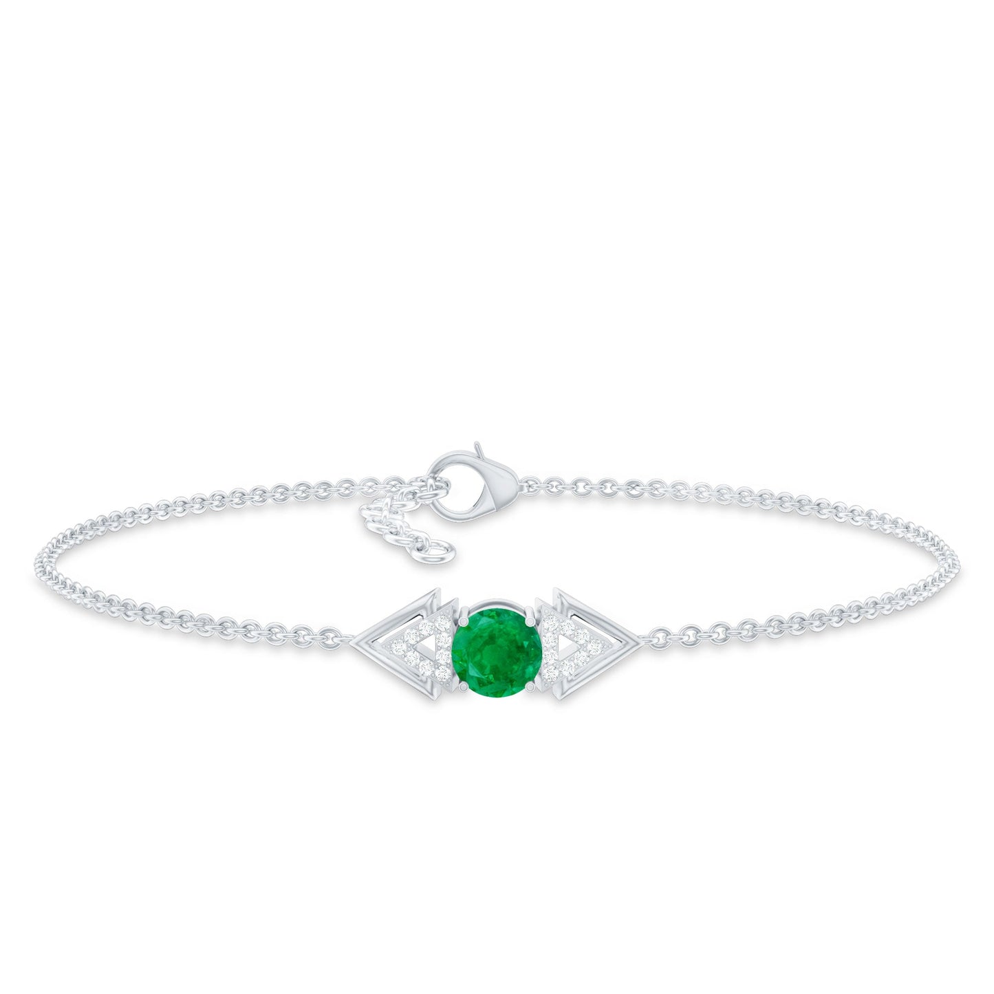 Genuine Emerald and Diamond Chain Bracelet For Her