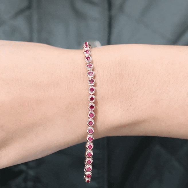 Certified Lab Grown Ruby Tennis Bracelet for Women