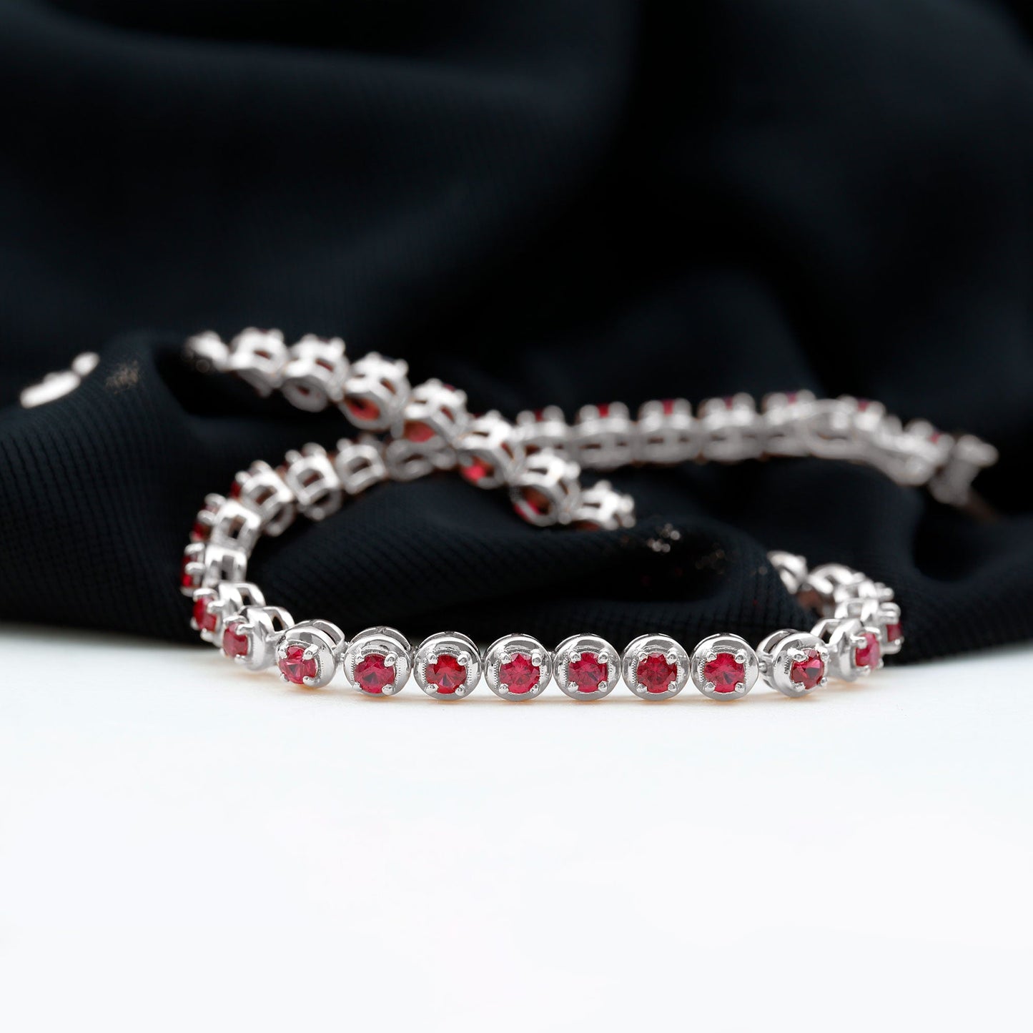 Certified Lab Grown Ruby Tennis Bracelet for Women
