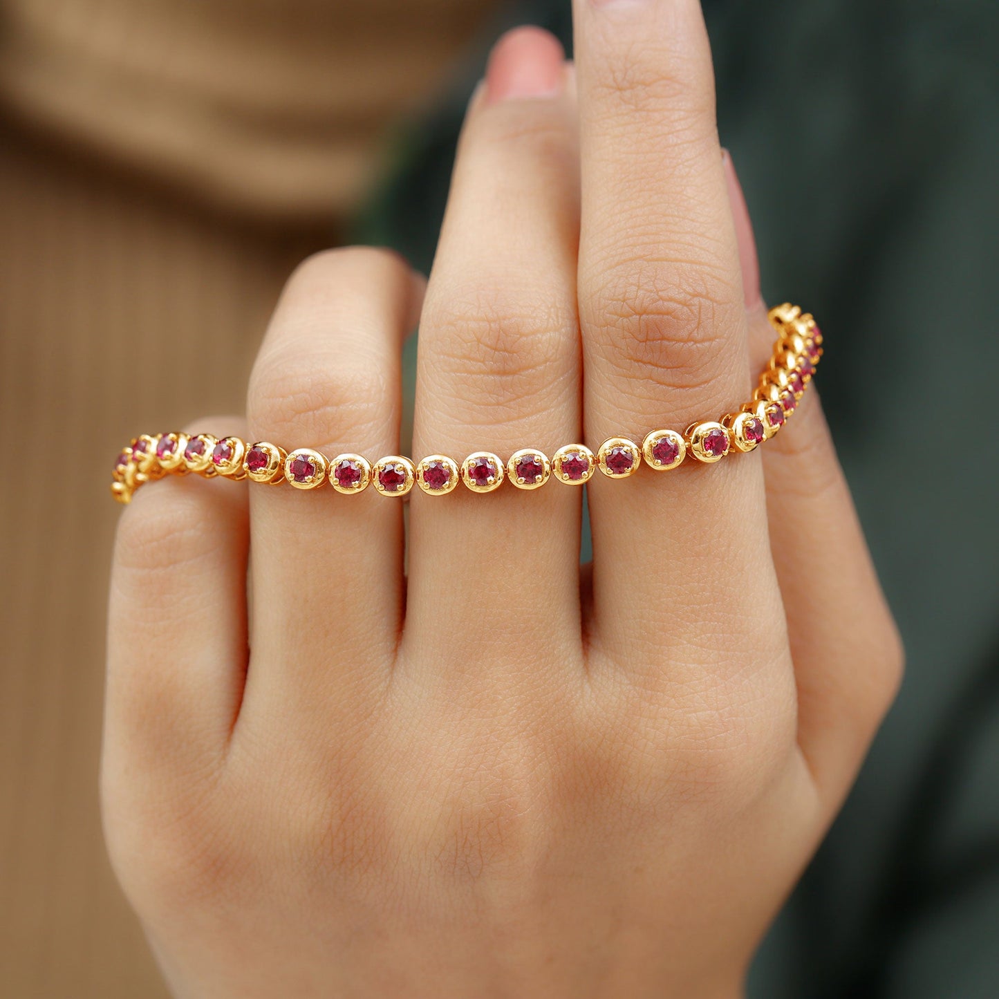 Certified Lab Grown Ruby Tennis Bracelet for Women