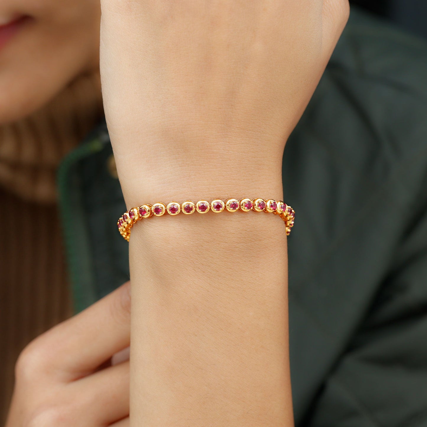 Certified Lab Grown Ruby Tennis Bracelet for Women